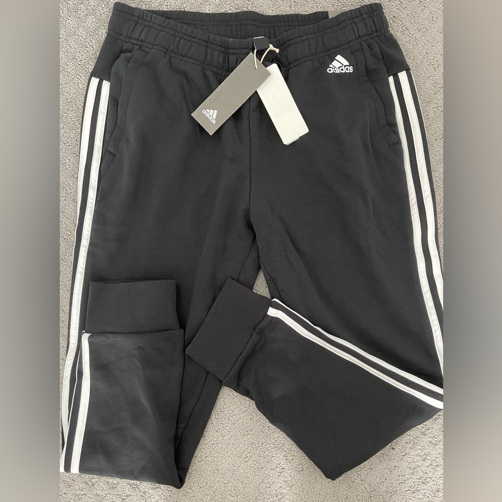 New Adidas Black Regular Tapered Normal Length Sweatpants Large